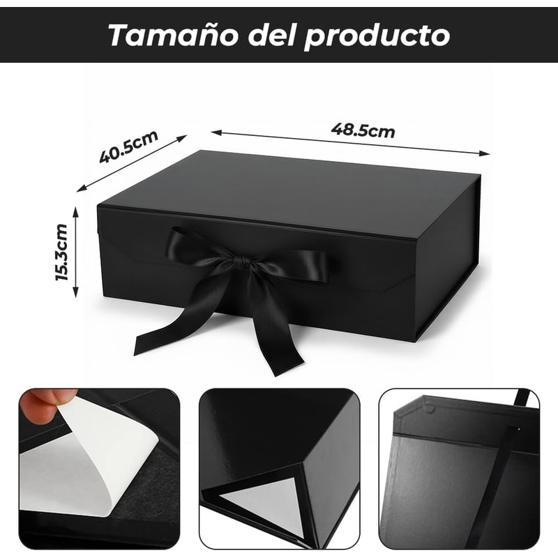2 Pcs Caja de Regalo Plegable Magnéticaon con Cinta, 1200gsm