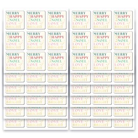 Mobiusea Creation Modern Square Gold Foil Christmas Stickers | 1.4 inch | Gold Foil | Waterproof 135-Pack for Cards, Envelopes and Labels