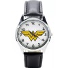 Unbranded Wonder Woman Shield Logo Black Leather Band Timepiece Unisex