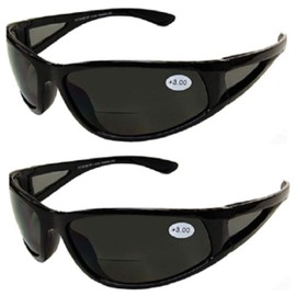 2 Pair Nearly Invisible Line Bifocal Reading Glasses Sunglasses (Black/Black, 3.00)