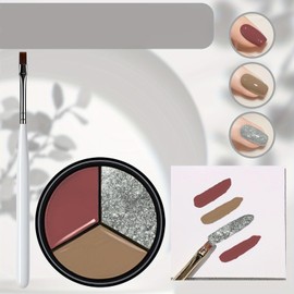 3 Colors Shiny Silver Gel Nail Polish Kit with Nail Brush,Solid Gel Nail Polish Born Pretty Gel Polish for Fake Nails,Nail Tips, Artificial Nails,Applicable to A Variety of Occasions