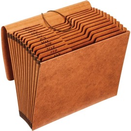 Globe Weis /Pendaflex Heavy Duty Expanding File with Flap, 12 Monthly Pockets, 1/3 Cut Tabs, Brown, Letter Size (R117MLHD)