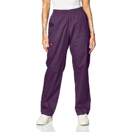 Dickies Women's Signature Elastic Waist Scrubs Pant, Eggplant, Large