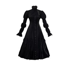CosFantasy Cosplay Costume Women Witch Costume Long Black Vintage Dress Size XL