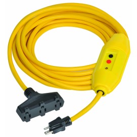 Tower Manufacturing 30338302-01 25' Length, 15 amp In-Line GFCI And Triple Tap Cord Set With Auto Reset