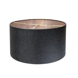 16x16x9 Granite Gray Burlap Hardback Drum Lampshade