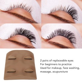 Eyelashes Extension Practice, False Eyelashes Extension Practice Mannequin Head with Removable Eyelids for Makeup Training Cooling Masks Mannequin False Cool and Heat Nursing(Brown)