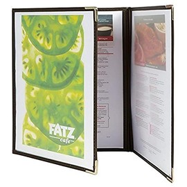 Securit Crystal Range Transparent Menu Holder A4 Brown Edged, Tri-fold