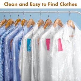 Hejo Pack of 30 Transparent Plastic Garment Covers, 60 x 120 cm, Washable Clothes Cover, Dustproof Clothes Protection, Hanging Clothes Protective Cover for Suits, Clothing (Transparent)