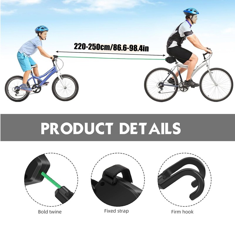 Bymivofun Bicycle Tow Rope, Bicycle Towing System, Retractable Bicycle Tow