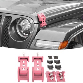 SQQP Hood Latch Stainless Steel Hood Catch Kit Compatible with 2007-2018 Jeep Wrangler JK JKU/for 2018-2025 JL JLU & Jeep Gladiator JT(Pink)