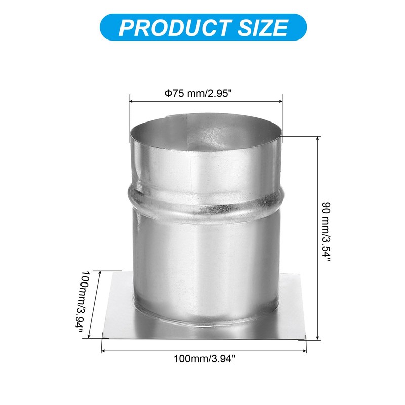 PATIKIL 3" Duct Connector Flange, Galvanized Air Ducting Mounting Plate