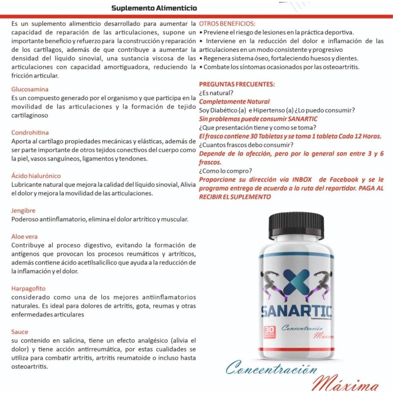 Sanartic Glucosamina Pastillas Suplemento Articulaciones Sabor