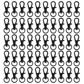 50 pcs Swivel Clasps Lanyard Snap Hook,cnomg Metal Swivel Lanyard Snap Hook Lobster Claw Clasp (Black)