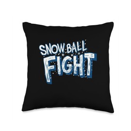 Snowball Fight Speech for funny Snow Adventures Throw Pillow