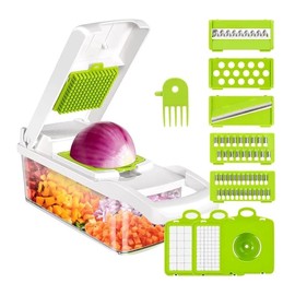 Vegetable Chopper, Onion chopper, Mandolin Slicer, Food processor, Kitchen vegetable Chopper, Veggie Chopper, with 8 blades and protective case