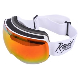 Rapid Eyewear White Snow SKI GOGGLES FOR GLASSES WEARERS With Rx Optical Insert. Mens and Womens Adult Size. Spherical Rimless Anti Fog Frame. Also for Snowboard & Climbing