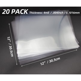 20PCS 4 Mil Blank Mylar Stencil Sheets, 12 X 12 Inch Clear Plastic Sheets for Cricut Crafts and Cutting Machine