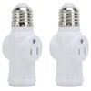 2Pcs 3 Prong Light Socket Adapter Plug White E26 Light