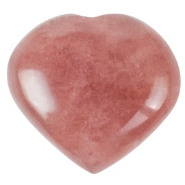 Crocon 50mm Strawberry Quartz Heart Stone Big Heart Shape Puff Stones Set 450+ Carats Pocket Crystal Healing Tumble Collection Palm Worry Stone Good Luck Mothers Day Charm Meditation Gift Home Decor