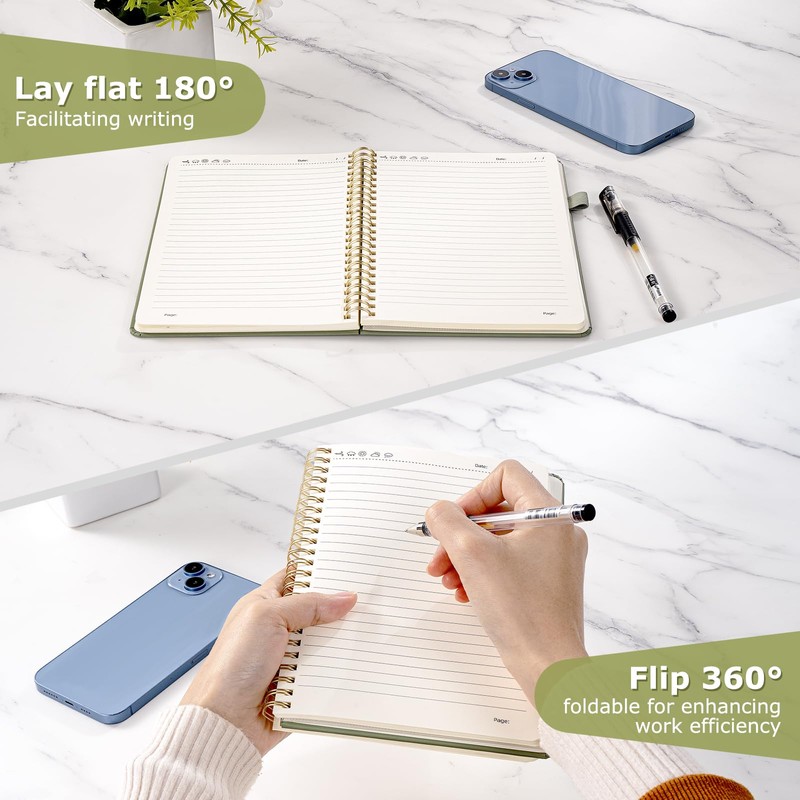 Spiral Bound Line Journal Folder for Men and Women, 152
