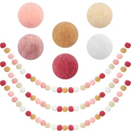 One Felt Ball Garland, Pom Pom Garland, 6.6 Ft With 30 Ball, Pastel Ball Garlands for Nursery Decor, Bedroom & Party Decoration (6 Colors)