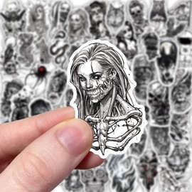 Shegazzi 52 Stück Vinyl Laptop Sticker Schädel Gangster Löwe Tiger Aufkleber Set, Wasserfest Graffiti Sticker Aufkleber Wasserflasche Auto Skateboard Fahrrad Motorrad Gepäck Koffer Snowboard Decals