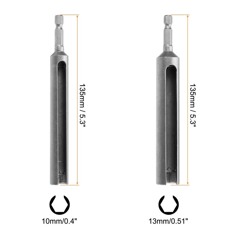 uxcell 10mm & 13mm Hex Nut Socket Slotted Extension Driver