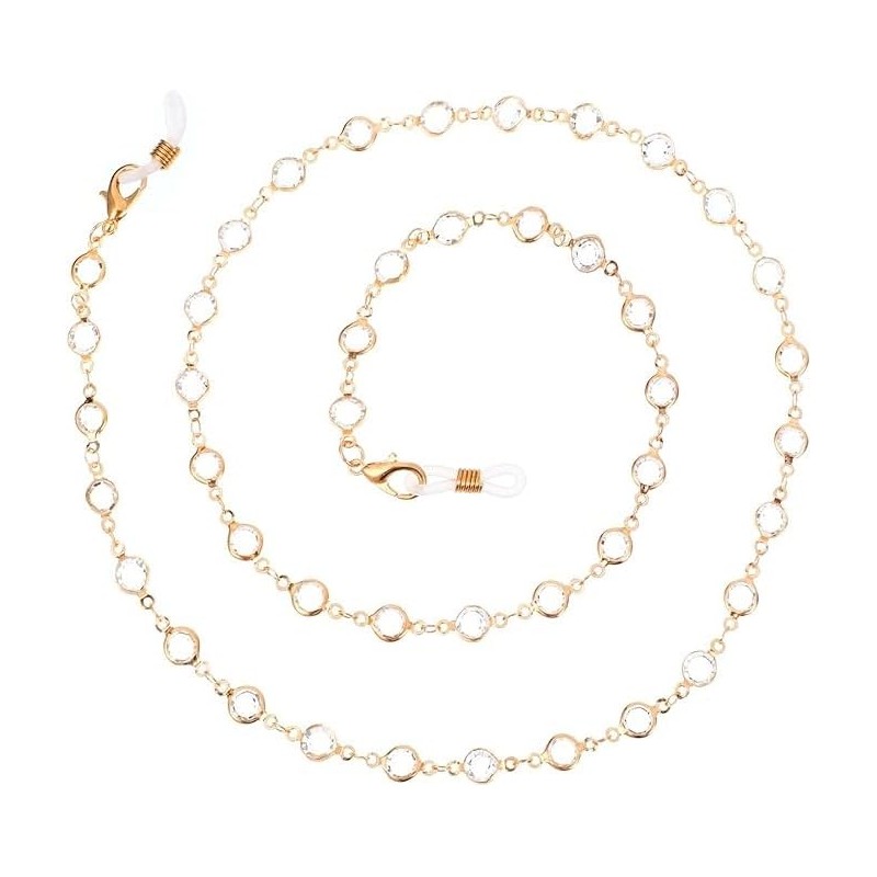 Pluzmecalm 1Pcs Gold Eyeglass Chains Crystal Glasses Elegant Chain Beaded