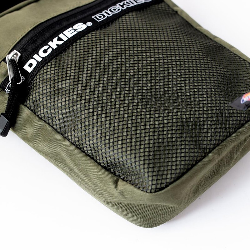 Dickies Women's Men's Logo Tape Square Shoulder Bag, Khaki