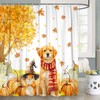 Fall Shower Curtain, Autumn Thanksgiving Pumpkin Cute Dog Squirrel Harvest