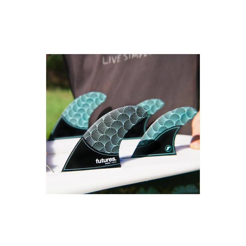 Futures Fins Rasta Honeycomb Quad Fin Black-Teal