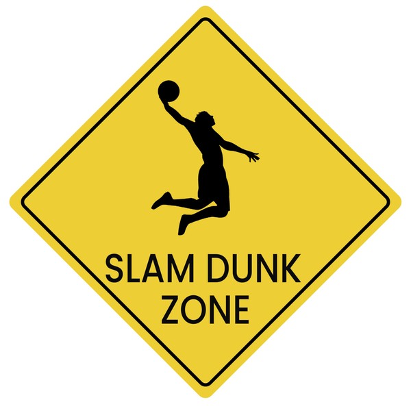 Slam Dunk Zone Aluminum Sign Sports Player Wall Sign for