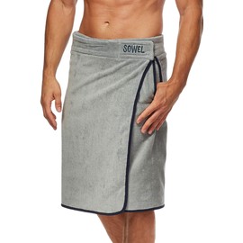 Sowel® Sauna Kilt for Men, Sauna Towel, Sauna Sheet made of 100% Organic Cotton, 60 x 140 cm, Grey/Navy