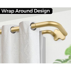 2 Pack Gold Wrap Around Double Curtain Rods Set, USFOOK Blackout Curtain Rods for Windows 48 to 84 Inch, 6/8 Inch Room Darkening Curtain Rod 32 to 86 Inch, Decorative Drapery Rods for Home