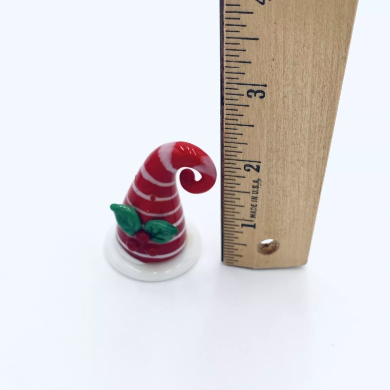 Pier 1 Glass Santa Hat Figurine Candy Cane Striped New