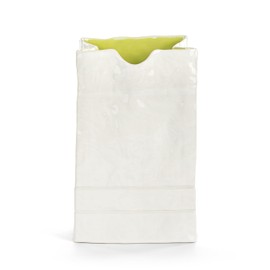 Demdaco Decorative Tabletop Flower Vase, 5 x 8.5 Inch Ceramic Stoneware, Green Paperbag