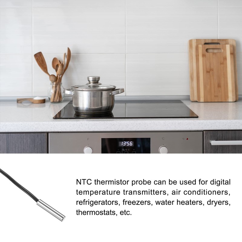 Rebower NTC Thermistor Probe 10K 6.6ft Waterproof Stainless Steel Temp