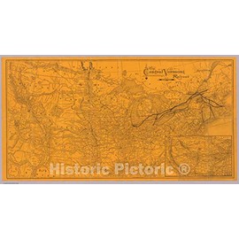 Historic Map : Timetable Map, Central Vermont Railroad, Connections. 1887 - Vintage Wall Art - 24in x 13in