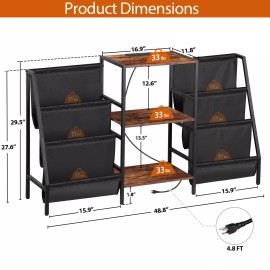 SEGAWE Record Player Stand Display Holder Vintage Turntable Cabinet with Power Outlets