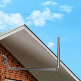 Long Wall Aerial Mount - Long Gutter Rod with 90° Angle, Extension Tube, Connector Adapter and Screws.Perfect for External TV Aerials (Silver)