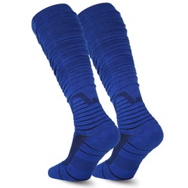 Dingcooler Scrunch Football Socks 1 Pair, Ultra Long Ankle Padded Athletic Socks for Men Women Boys Girls