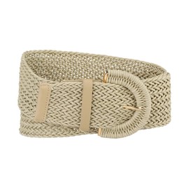 Allegra K Women's Wide Woven Waist Belts Braided Belt for Dress Chunky Buckle, beige