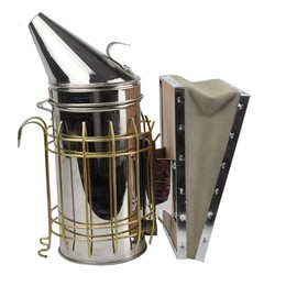 Stainless Steel Bee Hive Smoker with Heat Shield – Professional Beekeeping Tool for Beekeepers, Durable Design, Teaspoon Handle, and Efficient Smoke Dispersion for Hive Management