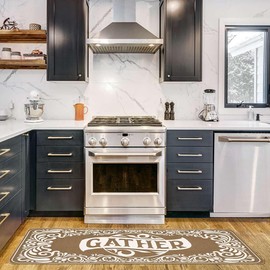 Benissimo Soft Woven Rugs, 24"x56" Kitchen Rug, 95% Cotton, Funny Non Slip Kitchen Rugs, Woven, Machine Washable, Bathroom Runner Floor Mat for Washroom, Kitchen, Gather