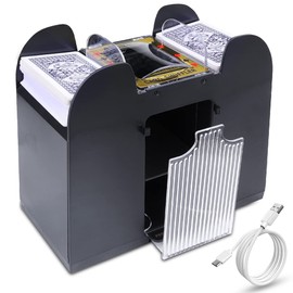 Dorkis Barajador de Cartas, Barajador de Tarjetas Automático de 6 Barajas, Mezclador de Cartas de Plástico a Pilas, Barajador Automático de Cartas con Línea USB