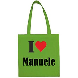Reifen-Markt Tasche I Love Manuele Größe 38x42 Farbe Grün Druck Schwarz