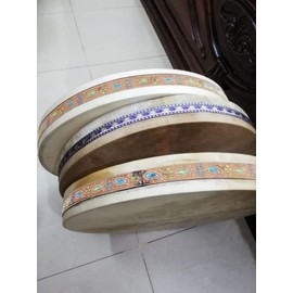 Natural Sounding Percussion Ocean Drum with Wave Beads and Hardwood Frame, Both Side Goat Skin 16" 20 inch (16 inch)