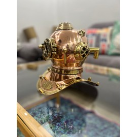 Handcrafted Divers Diving Helmet Miniature US Navy Replica Marine Sea Mini Divers Helmet Collectible Look Copper & Brass Finish Home Office Tabletop Decorative Item