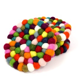 Wool Coasters by Friendsheep Fair Trade, Handmade, Organic, Cruelty Free, Eco-Friendly Multicolor Pack of 4 with Storage Bag -"Summertime"